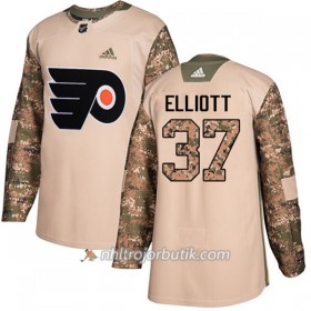 Män Ishockey Philadelphia Flyers Tröja Brian Elliott 37 Adidas 2017-2018 Camo Veterans Day Practice Authentic